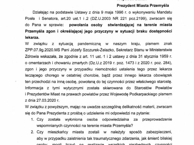 w sprawie powołania osoby stwierdzającej na terenie miasta Przemyśla zgon i określającej jego przyczyny w sytuacji braku dostępności lekarza - 0001.jpg