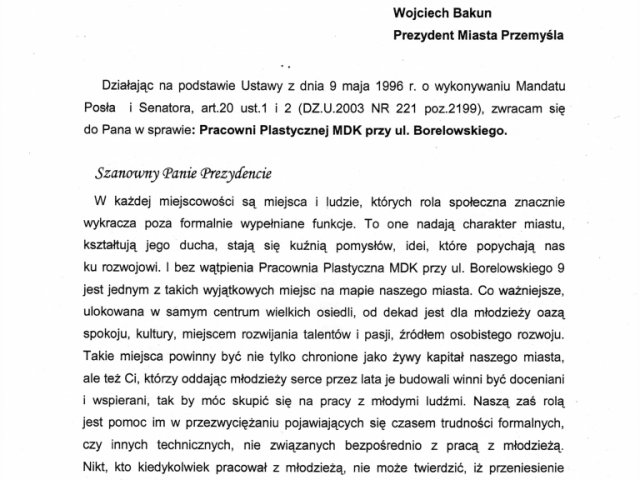 Interwencja w sprawie Pracowni Plastycznej MDK przy ul. Borelowskiego - 0001.jpg