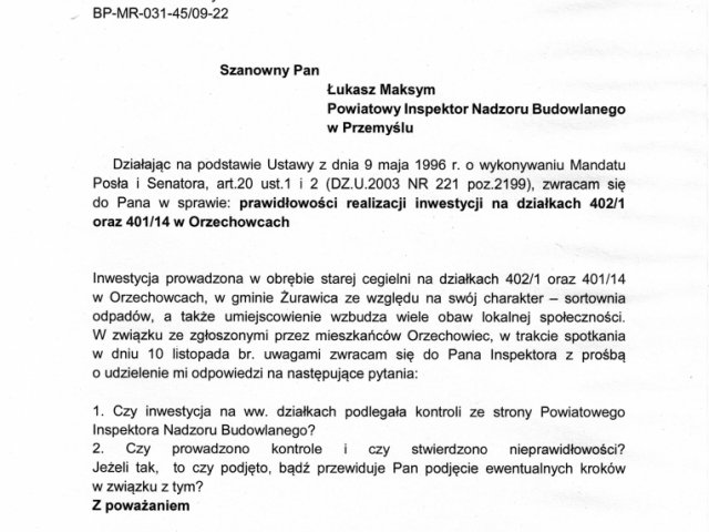 Interwencja w sprawie prawidłowości realizacji inwestycji na działkach w Orzechowcach - 0001.jpg