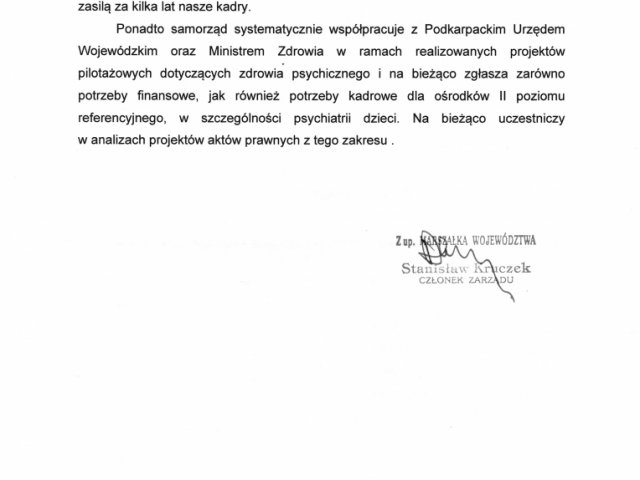 Interwencja w sprawie wstrzymania przyjęć i planowanego zamknięcia oddziału psychiatrii dzieci i młodzieży w Centrum Medycznym w Łańcucie - Odpowiedzi - 0002.jpg