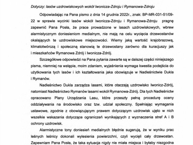 Interwencja w sprawie wycinki lasów wokół w lasach uzdrowiskowych wokół Iwonicza-Zdroju i Rymanowa-Zdroju - odpowiedź - 0001.jpg