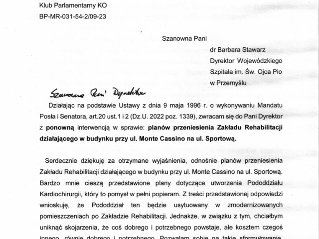 Interwencja ponowna w sprawie planów przeniesienia Zakładu Rehabilitacji działającego w budynku przy ul. Monte Cassino na ul. Sportową. - 0001.jpg