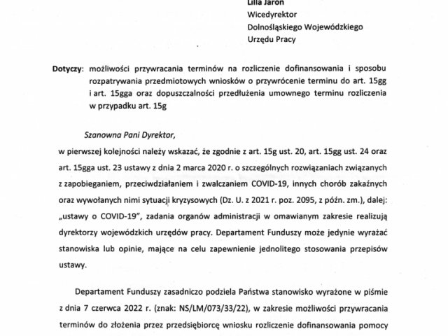 Odpowiedź na interwencję w sprawie skali podejmowanych decyzji o nakazie zwrotu przez przedsiębiorców dotacji w ramach świadczeń mających wesprzeć i chronić rynek pracy w okresie pandemicznym. - 0016.jpg