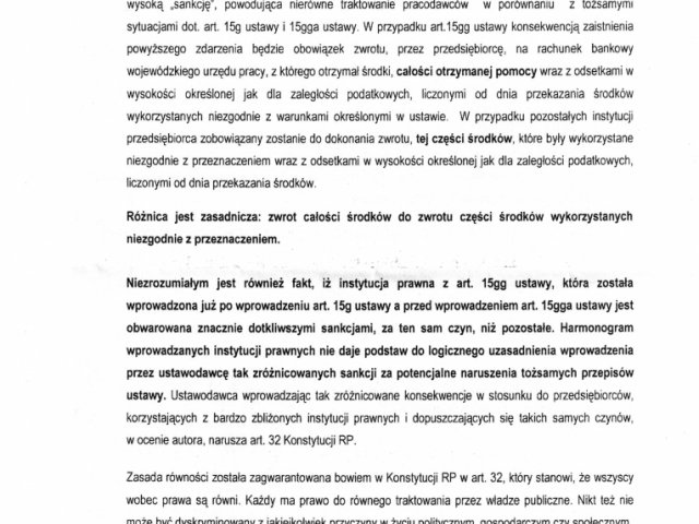 Odpowiedź na interwencję w sprawie skali podejmowanych decyzji o nakazie zwrotu przez przedsiębiorców dotacji w ramach świadczeń mających wesprzeć i chronić rynek pracy w okresie pandemicznym. - 0008.jpg