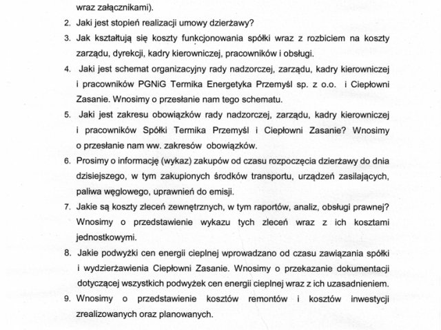 Interwencja w sprawie realizacji przez PGNiG Termika Energetyka Przemyśl sp. z o.o. umowy dzierżawy Ciepłowni Zasanie, kosztów administracyjnych spółki i przyczyn drastycznego wzrostu kosztów ciepła. - 0002.jpg