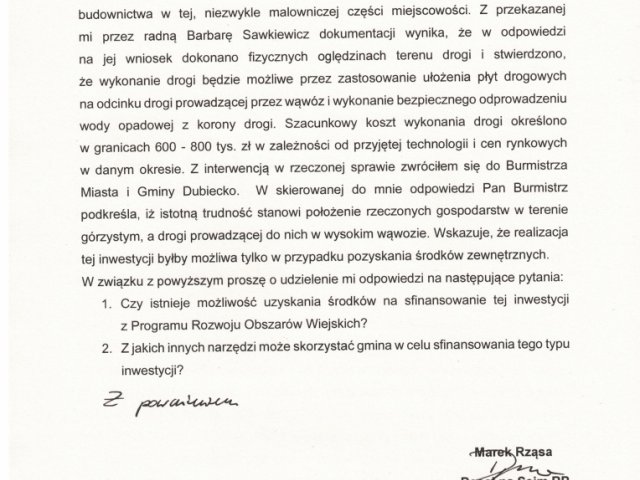 interwencja możliwości uzyskania dofinansowania do wykonania utwardzonej nawierzchni drogi zamieszkałych gospodarstw w Przedmieściu Dubieckim - 0004.jpg