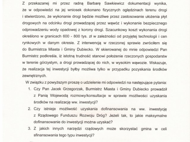 interwencja możliwości uzyskania dofinansowania do wykonania utwardzonej nawierzchni drogi zamieszkałych gospodarstw w Przedmieściu Dubieckim - 0006.jpg